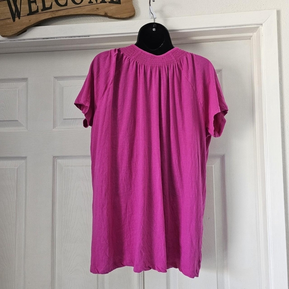 Magenta purple pink lauren ralph lauren womens boho cottage  tassel blouse - Picture 3 of 4